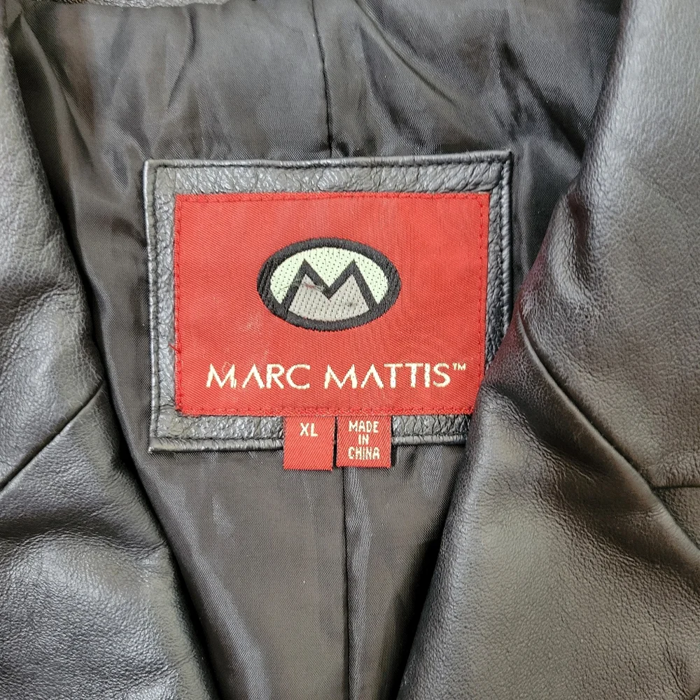 Marc Mattis Black Leather Jacket Size XL Coat - Picture 8 of 15